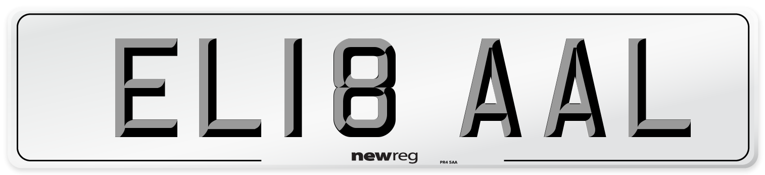 EL18 AAL Number Plate from New Reg